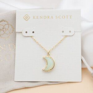 NEW Kendra Scott Moon Gold White Opalescent Resin Necklace